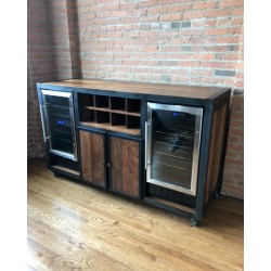 CUSTOM WOOD AND STEEL OUTFITTED CREDENZA